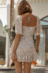 Sarai Twist Bust Mini Dress Floral Beige